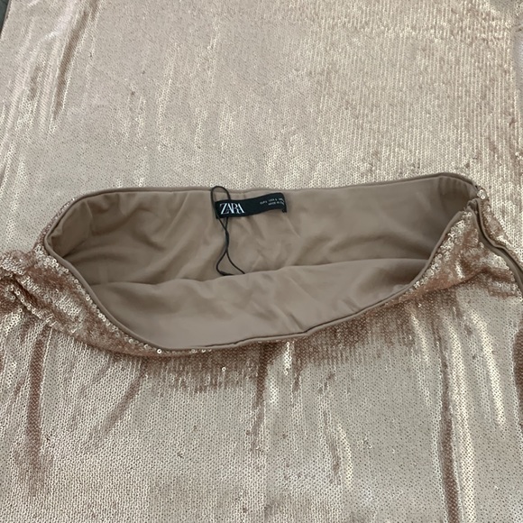 Zara NWOT Rose Pink Sequin Midi Skirt size L - Picture 11 of 17